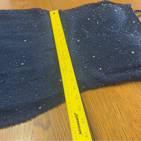 Tiffany designs silk maxi navy beaded square neck open back gown 6 - Picture 15 of 16